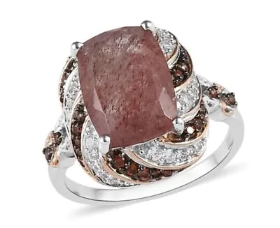 Womens Ring Natural Tanzanian Natronite PInk Red (8) Plat/Sterling *NEW* REGAL!! • £65.63