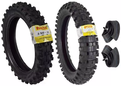 PIRELLI SCORPION 2.5-10  2.75-10 +TUBES MX32 OFFROAD TIRE SET HONDA CRF50 50cc • $83.93