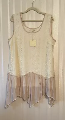 Gorgeous 2XL  A’reve Dress New W/Tags Beige & Ivory Handkerchief Cut Edge Skirt • $44