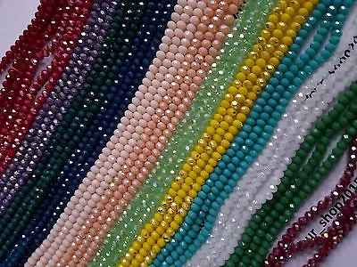 80 Faceted 2mm Rondelle Opaque Crystal Glass Loose Beads Jewellery Making • £1.55