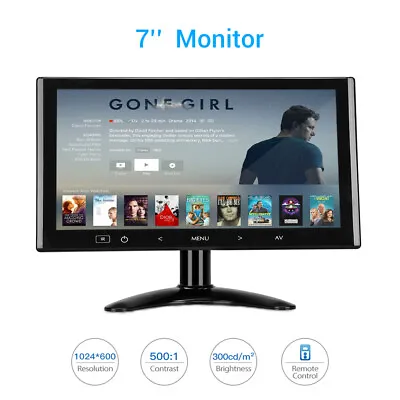 Mini 7inch Monitor 1024 X 600 HDMI Screen VGA Display With Remote For Car Home • £58.43