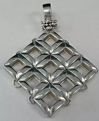 Michael Dawkins Sterling Silver Cushion Design Enhancer Pendant [034 WEy] • $49.99