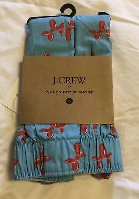 Men’s J CREW Woven Boxer Short Underwear Sz S Blue Red Balloon Animal Dogs New • $21.99