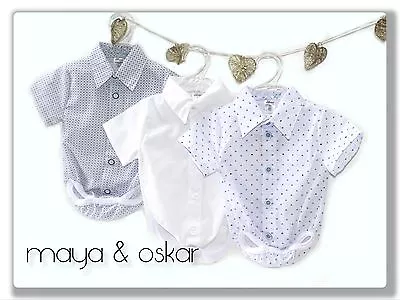 Baby Boys White Smart Body Shirt Formal Party Bodysuit Short Sleeve 0-24m • £13.50