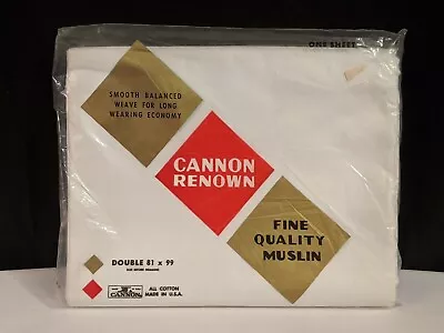 Vintage Cannon Renown White Double Flat Sheet 81  X 99  NOS New Old Stock • $17.99