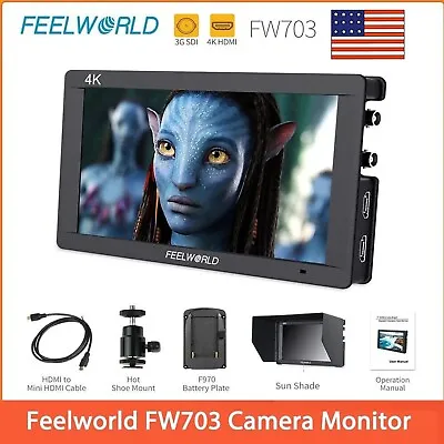 FEELWORLD FW703 V2 7 Inch DSLR Camera Field Monitor 3G SDI 4K HDMI 3D LUT HD LCD • $204
