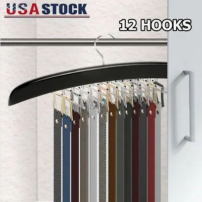 $13.29 • Buy 24 Tie Wooden Belt Hanger Belt Scarf Holder Closet Organizer Rack Hanger Hook US