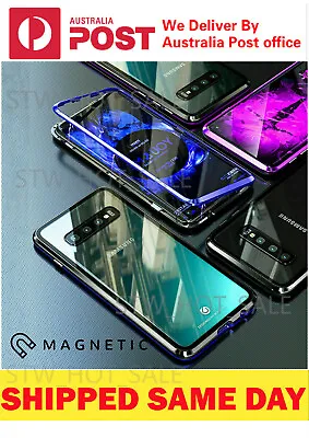$15.95 • Buy For Samsung S20/S10/S9/S8 Note10 Plus Magnetic Case Metal Tempered Glass Cover