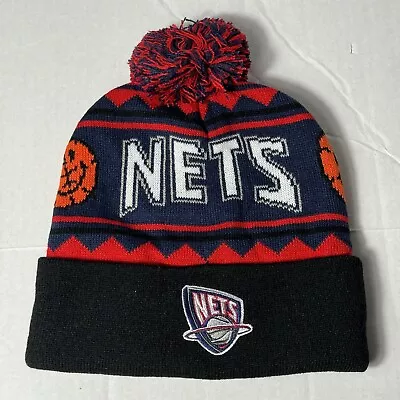 Mitchell & Ness Brooklyn Nets Team Isle Pom Beanie Hat Cap OSFM New • $19.99