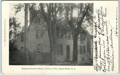 Postcard - Stephen Girard's Home - Mount Holly New Jersey • $3.43