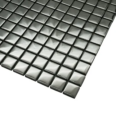 Mosaic Tiles Sheet Mirror Gloss Silver Glass For Walls Floors Bathrooms • £2.90