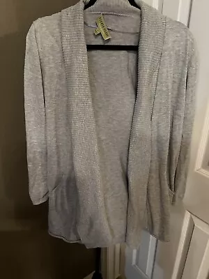 Sigrid Olsen Cardigan Shrug Size Large Gray Stretch Knit • $24.99