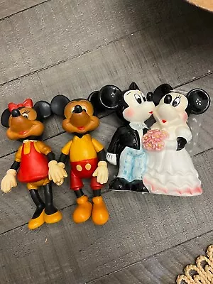 Vintage Mickey & Minnie Mouse Walt Disney Productions Figure Toy & Free WEDDING • $19.99