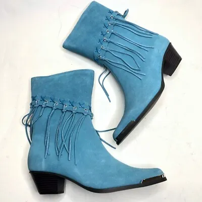 Oak Tree | Turquoise Suede Fringe Boots NEW • $50