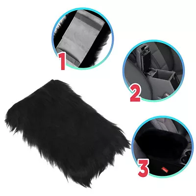 Black Armrest Box Cover Mat Soft Furry Pad Cushion Auto Car Interior Accessories • $8.79