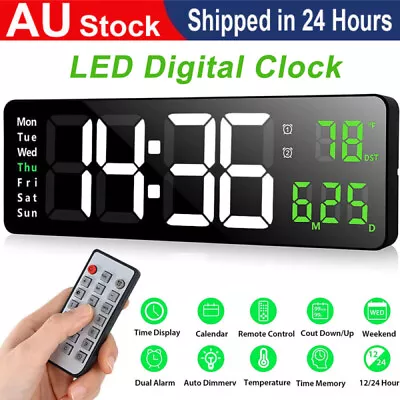 Digital Large Big Jumbo LED Wall Desk Clock Display With Calendar Temperature AU • $33.99