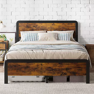 Bed Frame Twin/Full/Queen Size With Wooden Headboard Metal Platform NEW • $119
