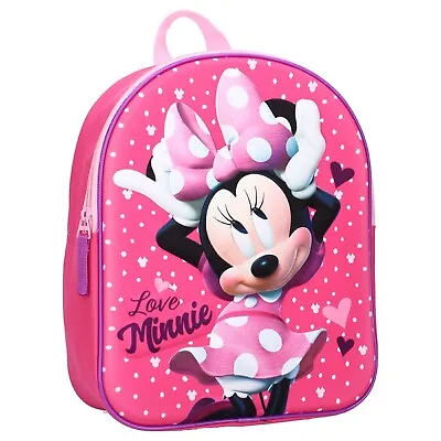 Minnie Mouse Backpack Minnie Mouse 3d Backpack Minnie 3d Girl Bag • £13.99
