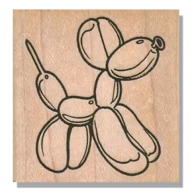 Balloon Dog RUBBER STAMP Balloon Birthday Party Dog Puppy Celebrate Square • $7.93