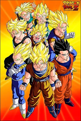 Dragon Ball Z Poster The Saiyans Goku Vegeta Gohan12in X 18in Free Shipping • $9.95