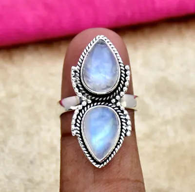 Moonstone Ring 925 Sterling Silver Gemstone Ring Handmade Ring All Size MO01 • $12.28