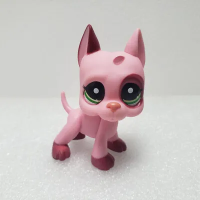 LPS Pet Shop Toys #2598 Great Dane Dog Pink Green Eyes Cute Rare Puppy • £10.79