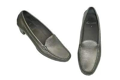 Clarks Pewter Leather Slip On Shoes Uk Size 5. Eur 38 • £9.99