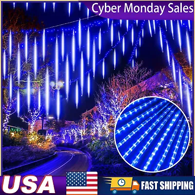 288 LED Meteor Shower Rain Solar Lights Tree String Light Garden Button Light US • $6.99
