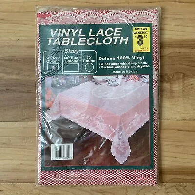 Vintage Christmas Vinyl Lace Tablecloth New In Pkg 52”x72” Oblong Bells Candles • $25.60