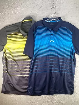 Oakley Polo Shirt Mens XL Blue Yellow Lot Bundle Short Sleeve Golf Performance • $35