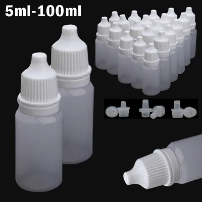 £2.76 • Buy 5-100ML Plastic Squeezable Dropper Bottles Eye Liquid Dropper Refillable Bottles