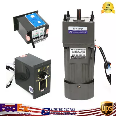 90W 110V 100k AC Gear Motor Electric Variable Speed Controller 1:100 0-13.5RPM • $97