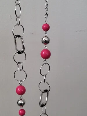 $2.50 • Buy Paparazzi Ling Silver Necklace With Pink Beads And Matching Earrings 