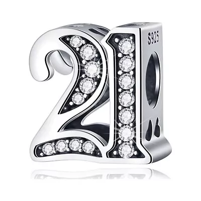 Genuine 21st Birthday S925 Sterling Silver Bead Charm For Women Aunt Mum Nan • £21.99