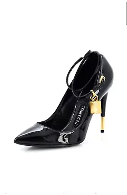 Tom Ford Women's Padlock Pumps Patent Black Size 8.5 • £386.05