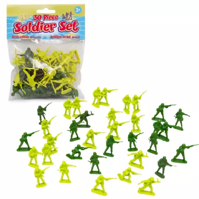 Toy Soldiers Army Toys Kids Military Playset 30 Green Army Men Soldier Figures • £3.79