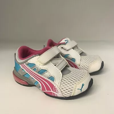 Puma Voltaic 3 Running Shoes Youth Kids Girls Size 6 White Pink Gym Sneakers • $29.71