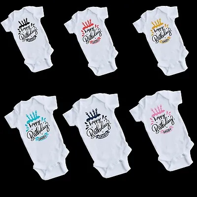 Happy Birthday Daddy Baby Vest - Baby Birthday Clothes Bodysuit Baby Grow Gift • £3.99