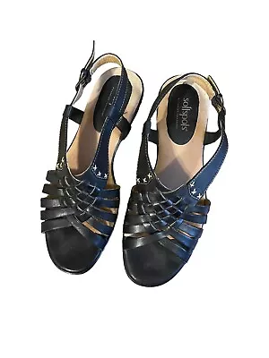 SoftSpots Leather Strappy Sandals Women’s Size  7 Boho Black Cushioned • $12.50