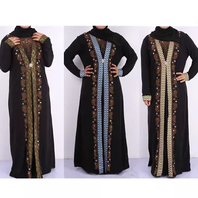 Ramadan Dress Muslim Women Islam Dubai Abaya Maxi Kaftan Gown Jilbab Robe Party • £18.48