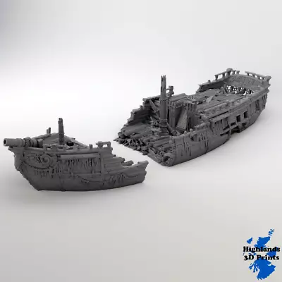 Ship Wreck Scatter Terrain Tabletop Gaming DnD  3DPrint 32/28/20/15/10mm • £16.99