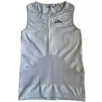 Adidas Stella McCartney Women's Sz M Gray Zip Up Stretch Racerback Tank Top • $22.95