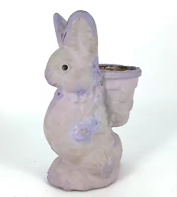 Vtg Purple Pulp PAPER MACHE EASTER BUNNY CANDY CONTAINER W Basket 7 1/4  • $22