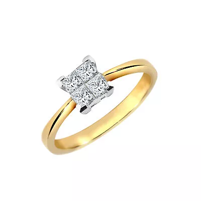 18ct Gold Jewelco London 1ct Diamond Illusion Solitaire Engagement Ring 8mm • $3730.04