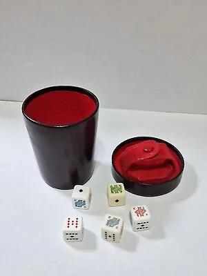 Vintage Poker Dice Set With Leather Cup • $15