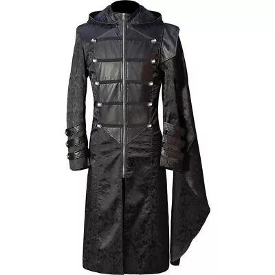 Steampunk Men Jacquard Long Coat Victorian Jacket Coat Gothic Hooded Coat Cape • $49.99