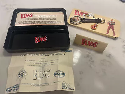 Vintage NOS Fossil Elvis Presley Limited Edition Watch Guitar Pin Metal Tin  • $100