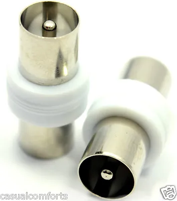 Tv Aerial Coaxial Cable Coupler Male Plug To Male Plug Rf Connector For Sockets • £1.19