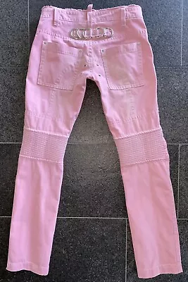 DSQUARED2 S/S 2004 Holy Grail 46 Pink Diggiddy Biker Jeans Trousers • $507.68