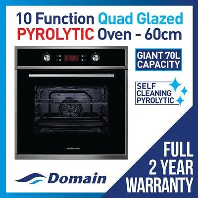 NEW 60cm PYROLYTIC CLEANING 10 FUNCTION ELECTRIC FAN FORCED WALL OVEN • $899